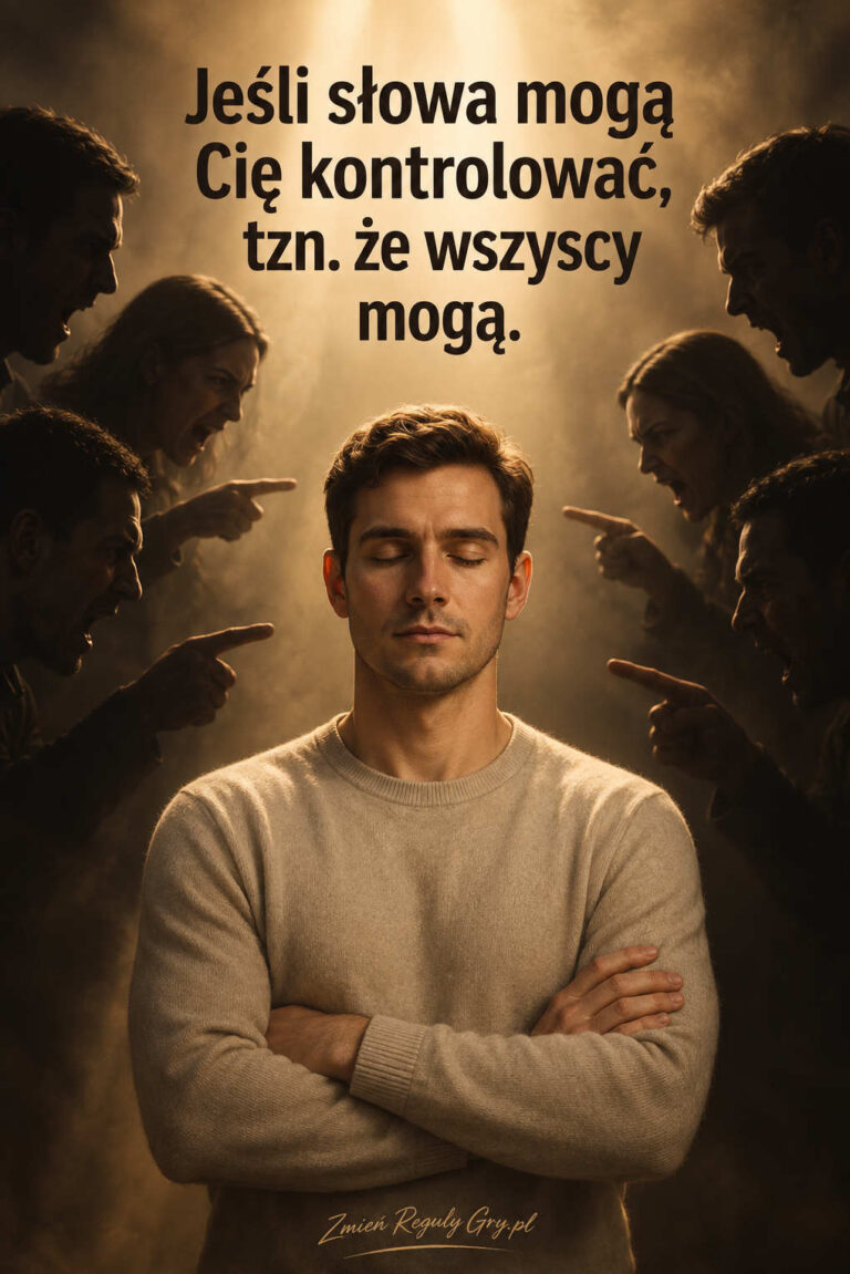Toksyczni ludzie i ochrona przed cudzym gniewem – spokojny mężczyzna otoczony agresją